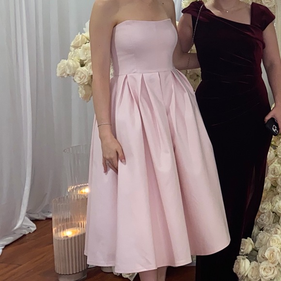 Elegant Pink Midi Dress (S) - Picture 4 of 6